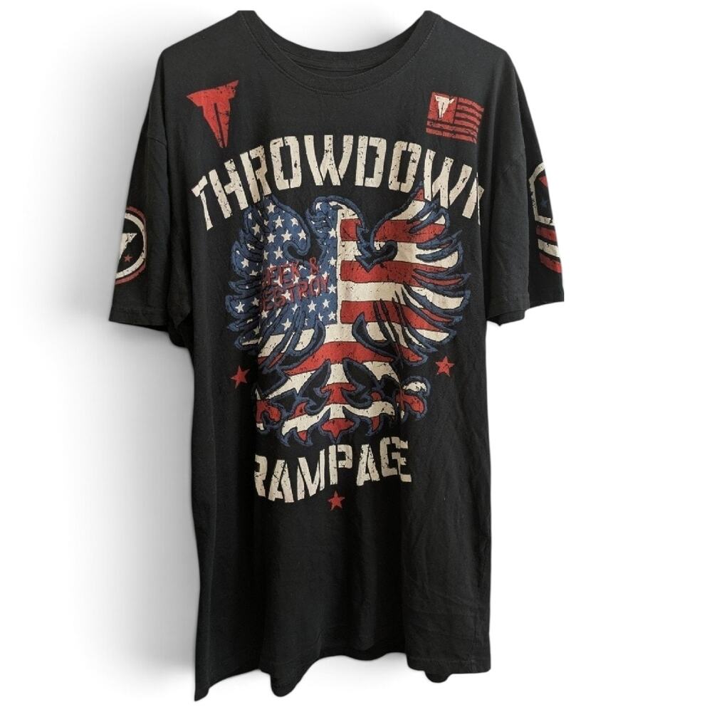 Vintage Affliction THROWDOWN Quinton Rampage Jackson UFC Walkout Shirt Men XL